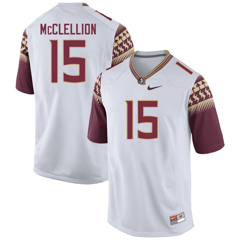 Men #15 Jarques McClellion Florida State Seminoles College Football Jerseys Sale-White - Click Image to Close